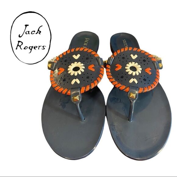NIB Jack Rogers "Georgica" Sparkle Jelly Midnight Red Thong Sandals 9 10 11 - Picture 3 of 5